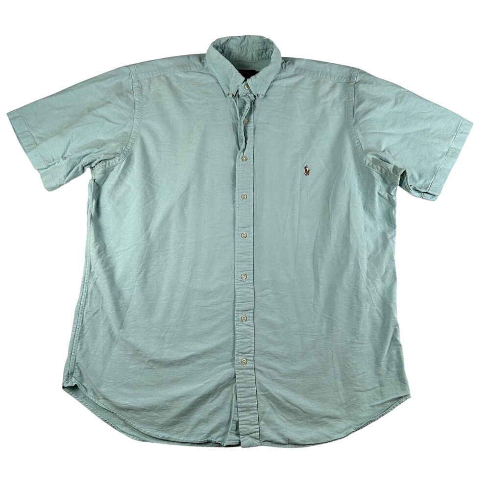 Polo Ralph Lauren Shirt Mens XLT Blue Short Sleeve Button Down Pony Casual